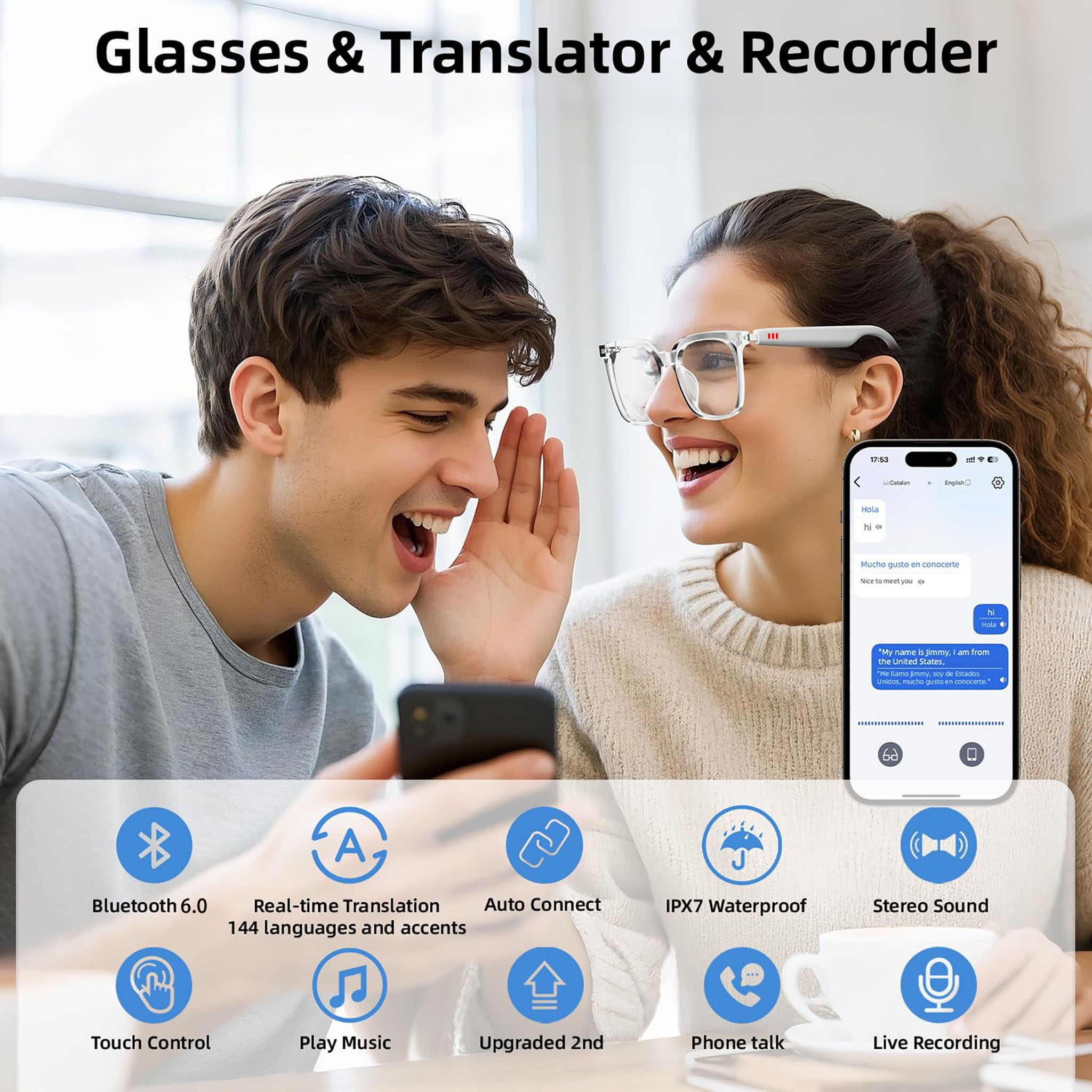 نظارات ذكية وردية بتقنية البلو - مراجعة Smart Glasses Lens وسعره