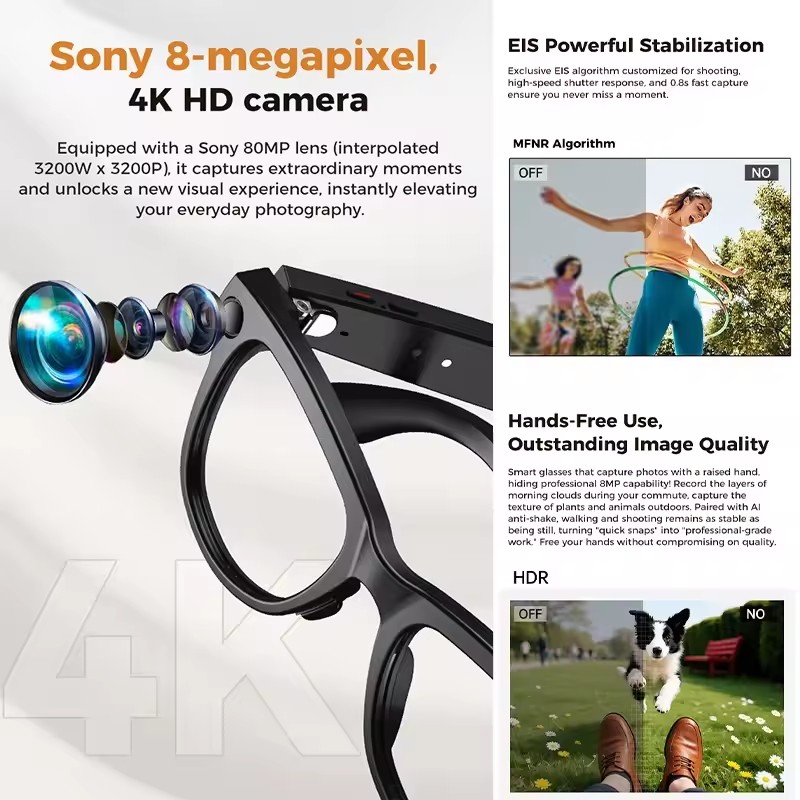 جديد 800 واط 4 كيلو HD كاميرا  - مراجعة Smart Glasses Lens وسعره